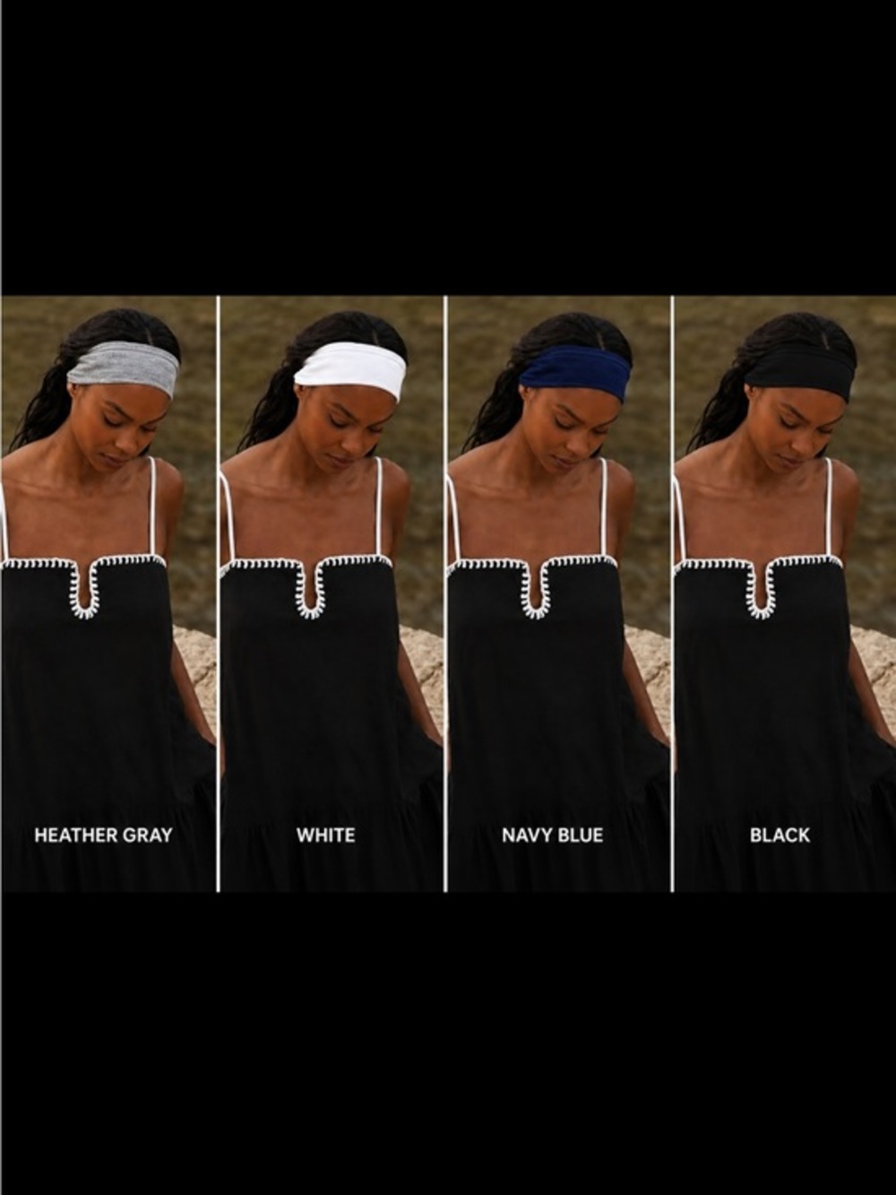 Anthropologie headbands 4 pc lot bundle Navy Blue , Heather, White, Black 8”